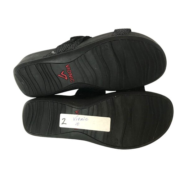 Vionic Womens Black Slide Sandals Size 10 Snake Print Adjustable Straps - Picture 7 of 8